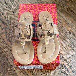 Tory Burch square miller Sandals in nude size 7